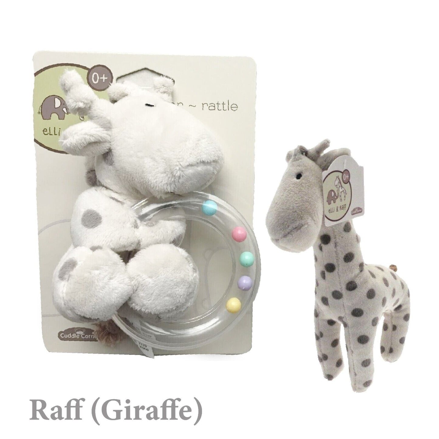 ELLI and RAFF PLUSH BABY TEETHER/RATTLE FIRST SOFT TOY for TINY HANDS