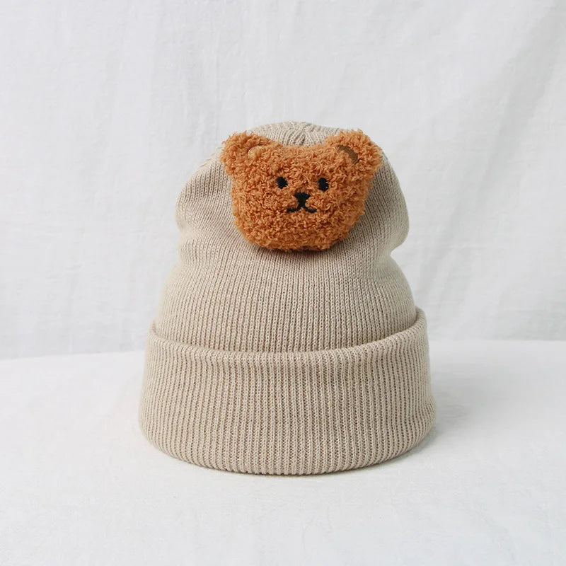 New Korean Cartoon Bear Baby Hat Knitted Baby Boys Girls Hat Winter Warm Cute Animals Toddler Kids Cap Beanies Bonnet 모자