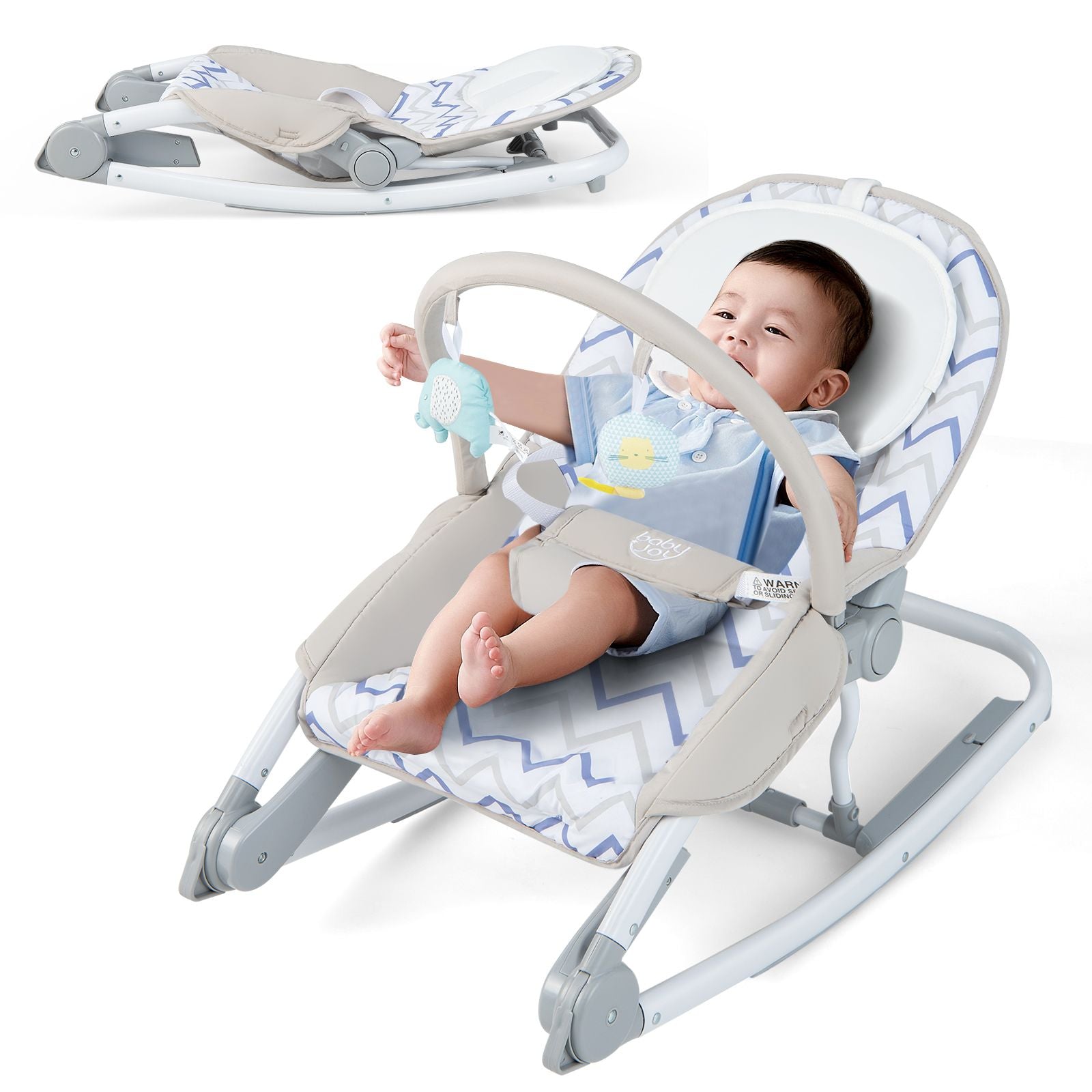 2-In-1 Portable Baby Rocker with Adjustable Backrest and Safety Belt