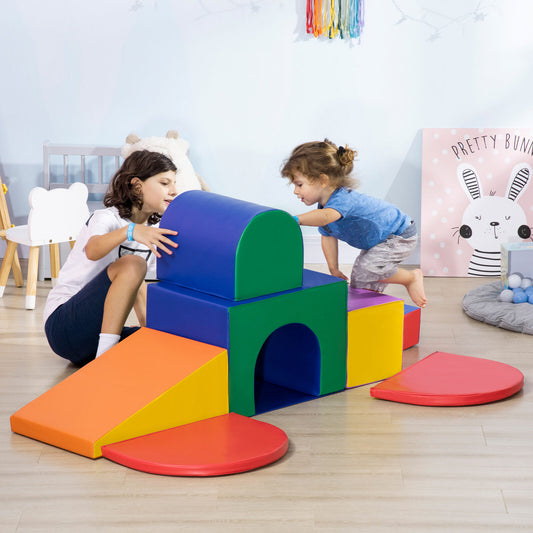 Seven-Piece Soft Playset Kids Stair and Ramp Colourful Play Area, for Toddlers