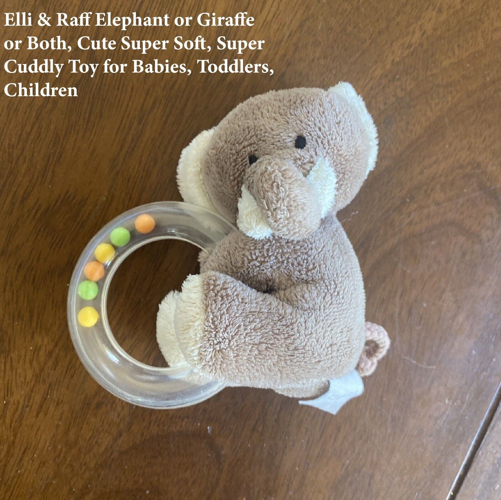 ELLI and RAFF PLUSH BABY TEETHER/RATTLE FIRST SOFT TOY for TINY HANDS