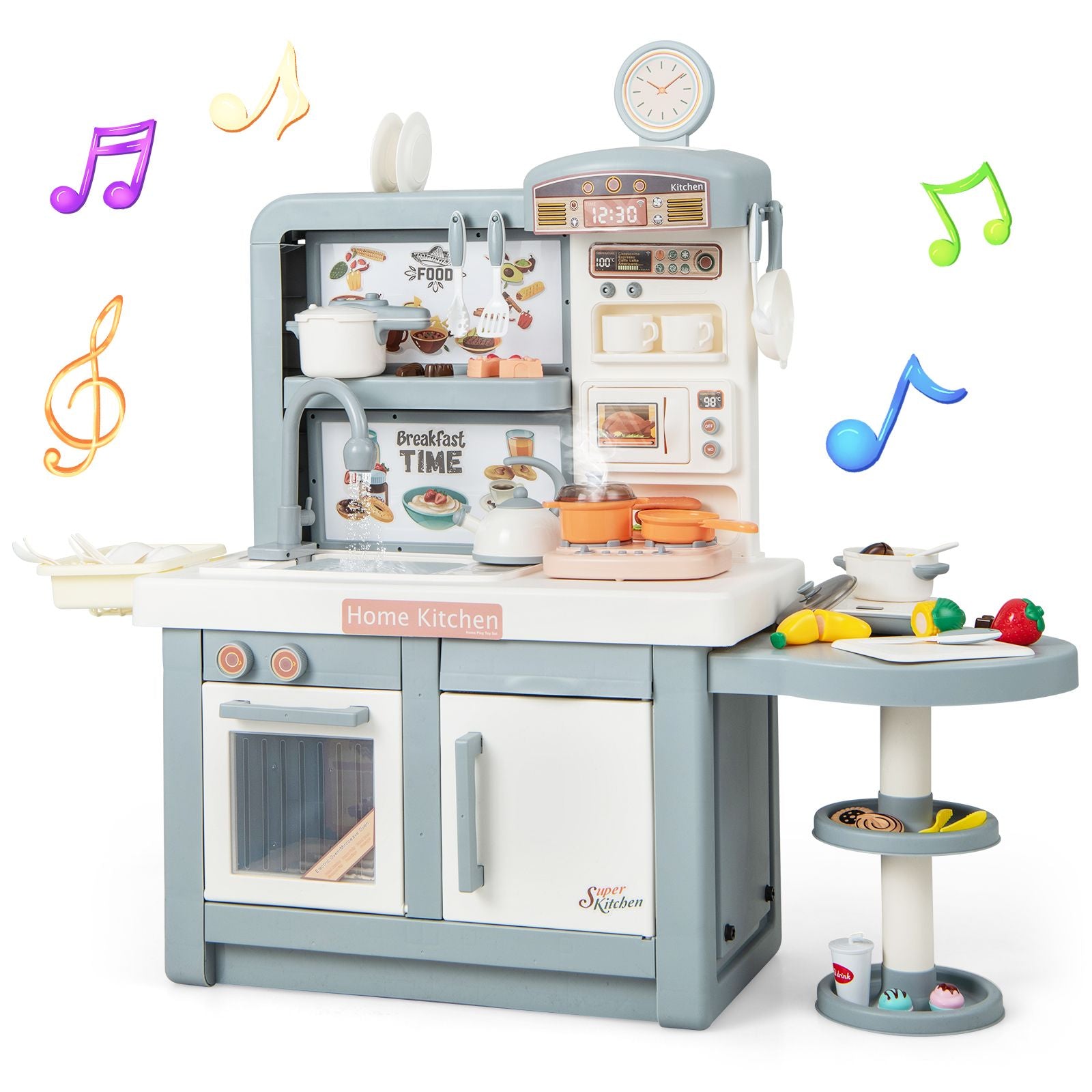 Kids Pretend Kitchen Playset with Light and Sound