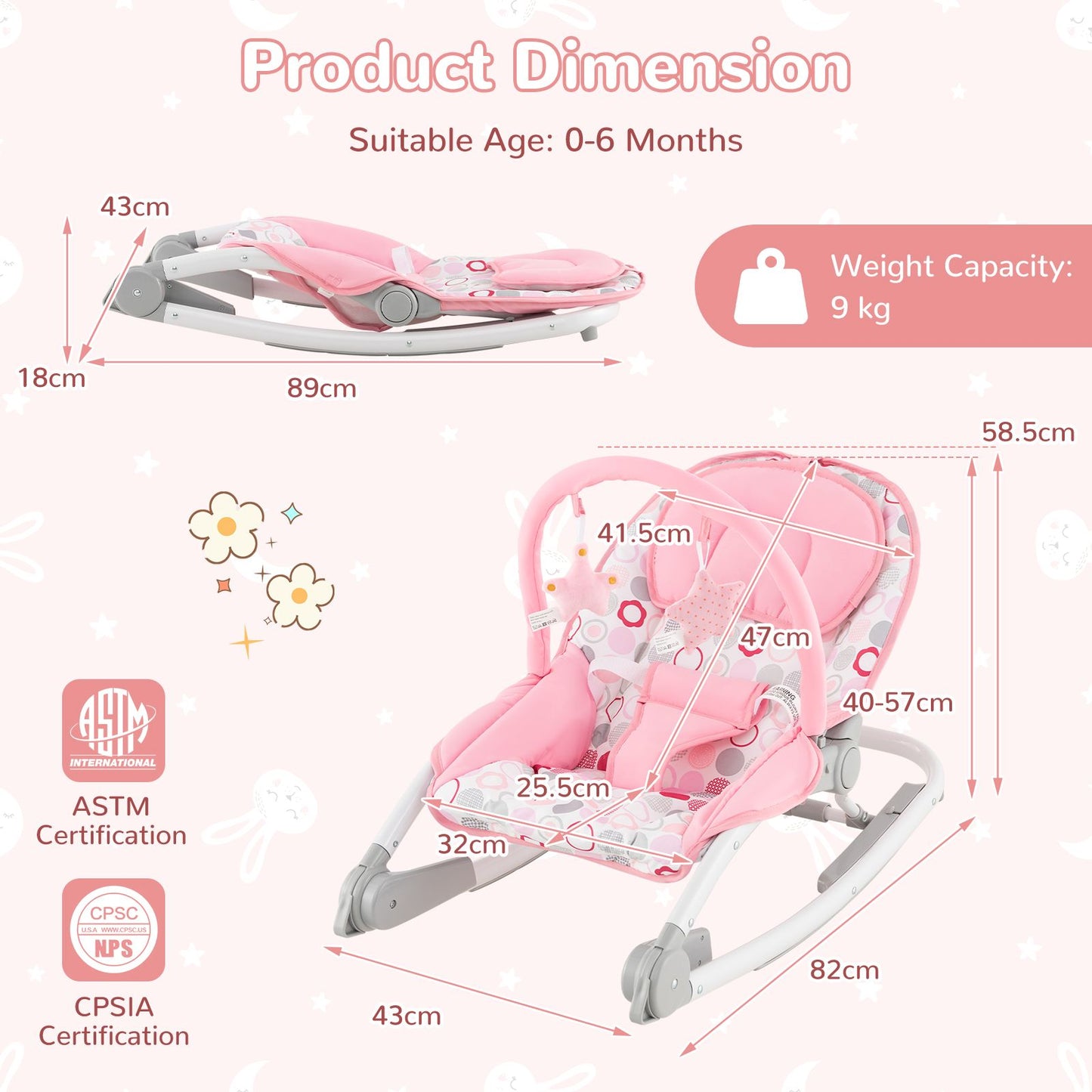 2-In-1 Portable Baby Rocker with Adjustable Backrest and Safety Belt