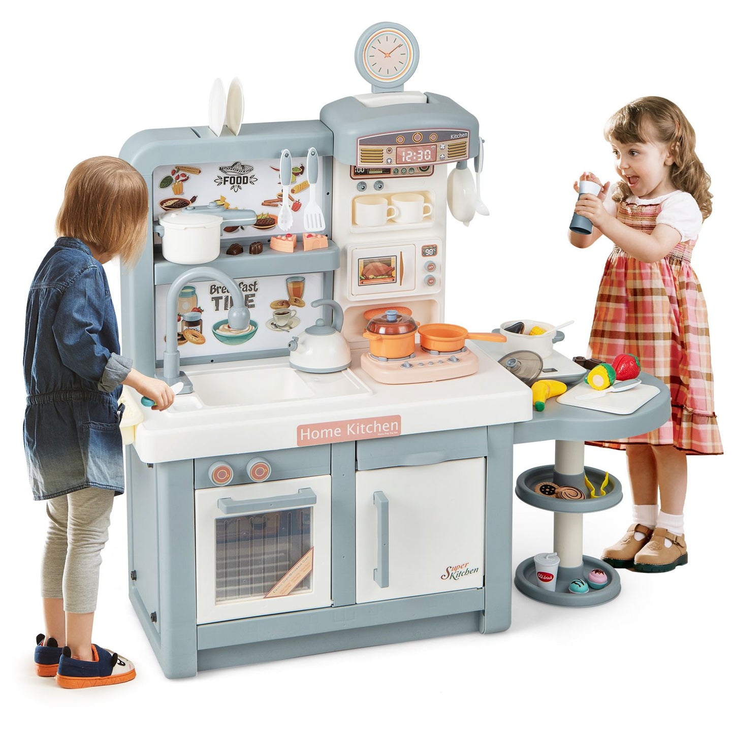 Kids Pretend Kitchen Playset with Light and Sound