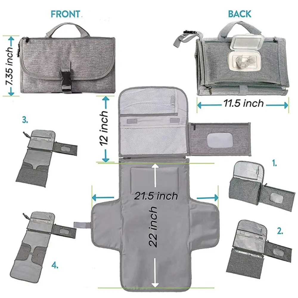 Portable Diaper Changing Pad Portable Baby Changing Pad with Pockets Waterproof Travel Diaper Changing Station Kit Baby Gifts