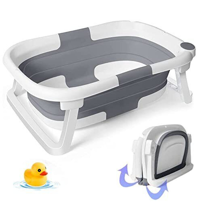 Foldable Baby Bath Tub with Free Baby Bath Toy, Temperature Sensing Drain