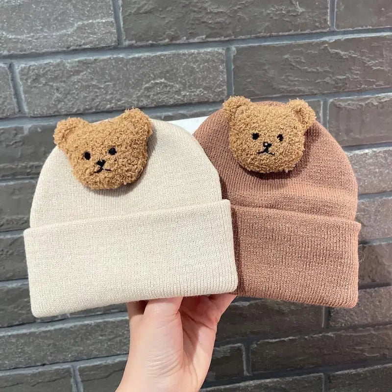 New Korean Cartoon Bear Baby Hat Knitted Baby Boys Girls Hat Winter Warm Cute Animals Toddler Kids Cap Beanies Bonnet 모자