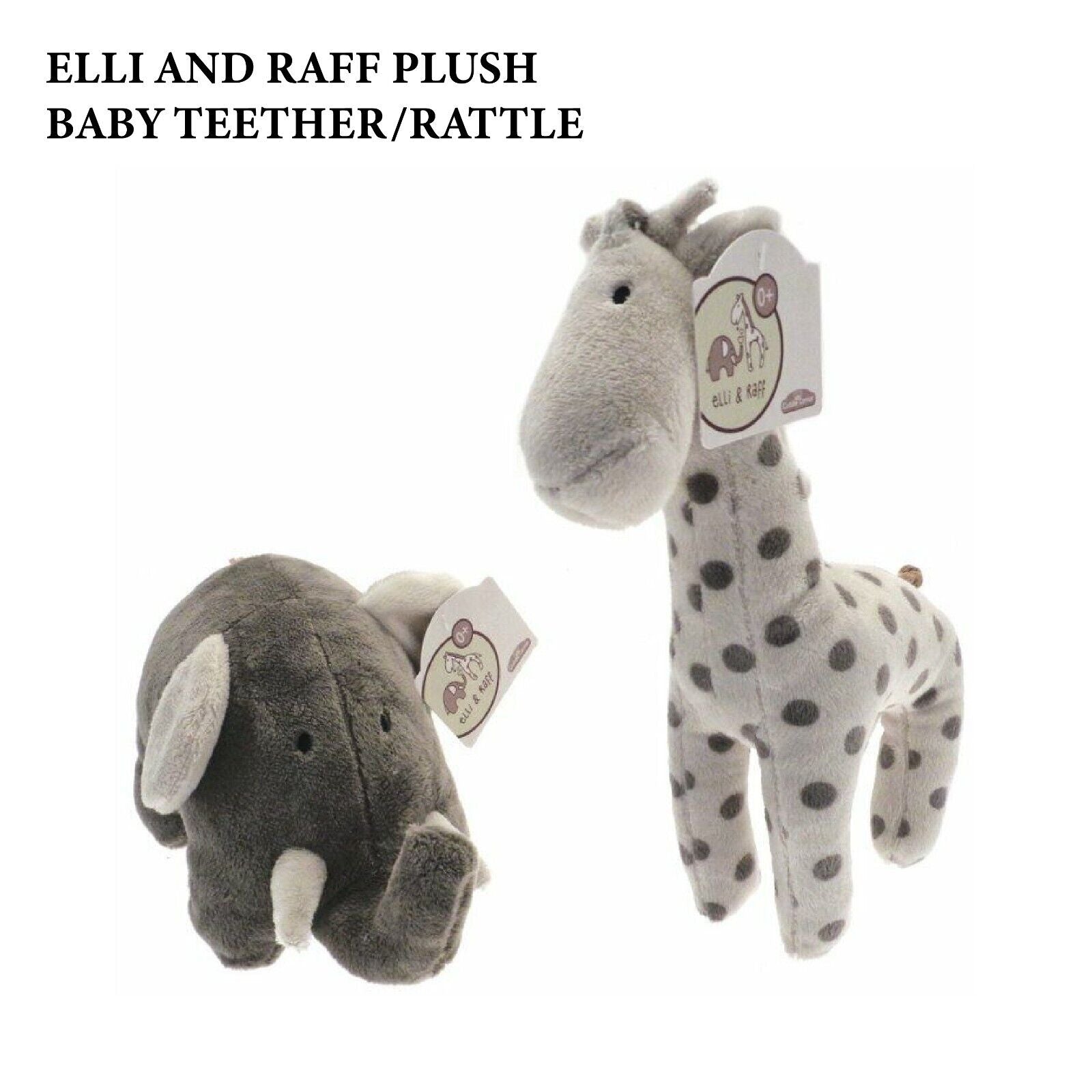 ELLI and RAFF PLUSH BABY TEETHER/RATTLE FIRST SOFT TOY for TINY HANDS