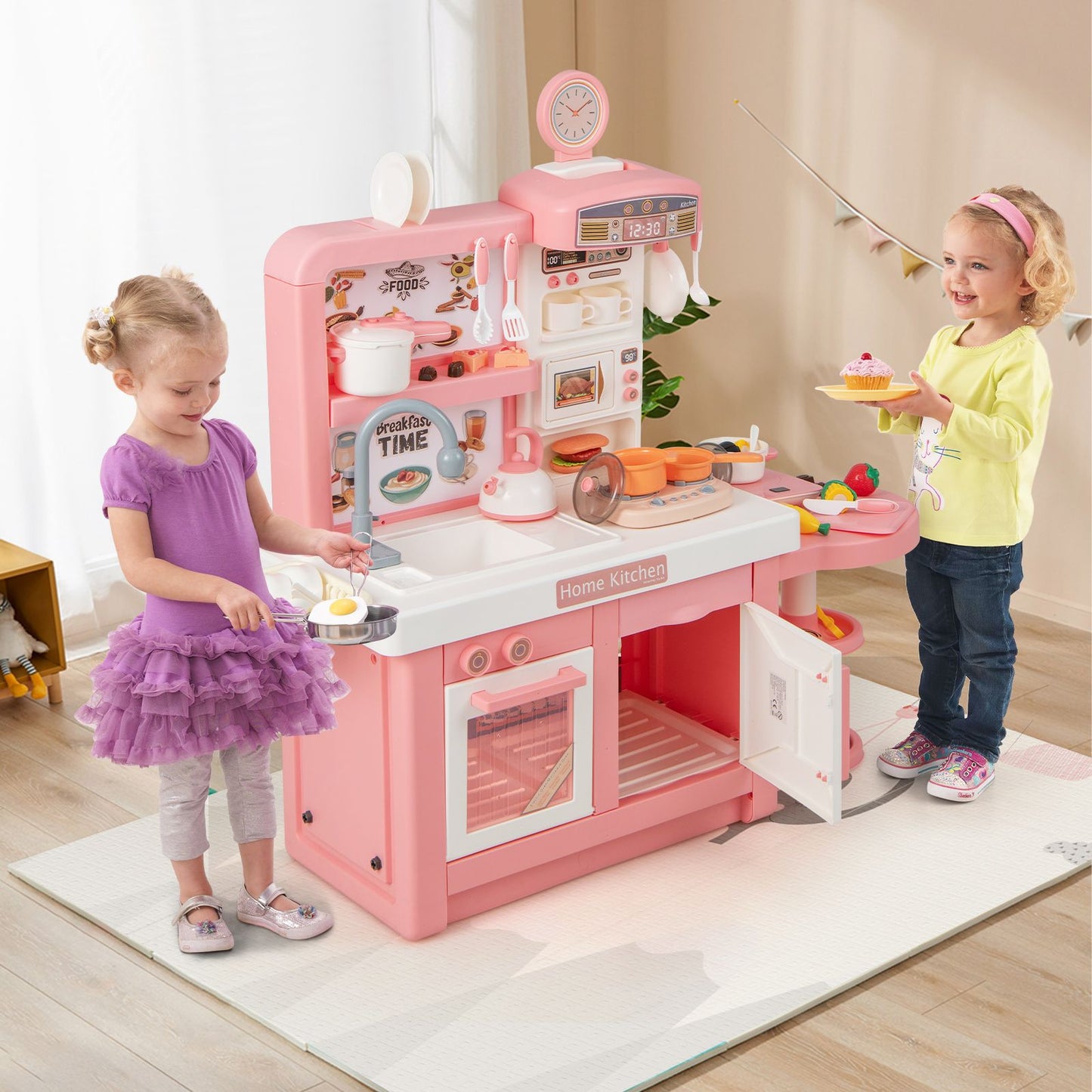 Kids Pretend Kitchen Playset with Light and Sound