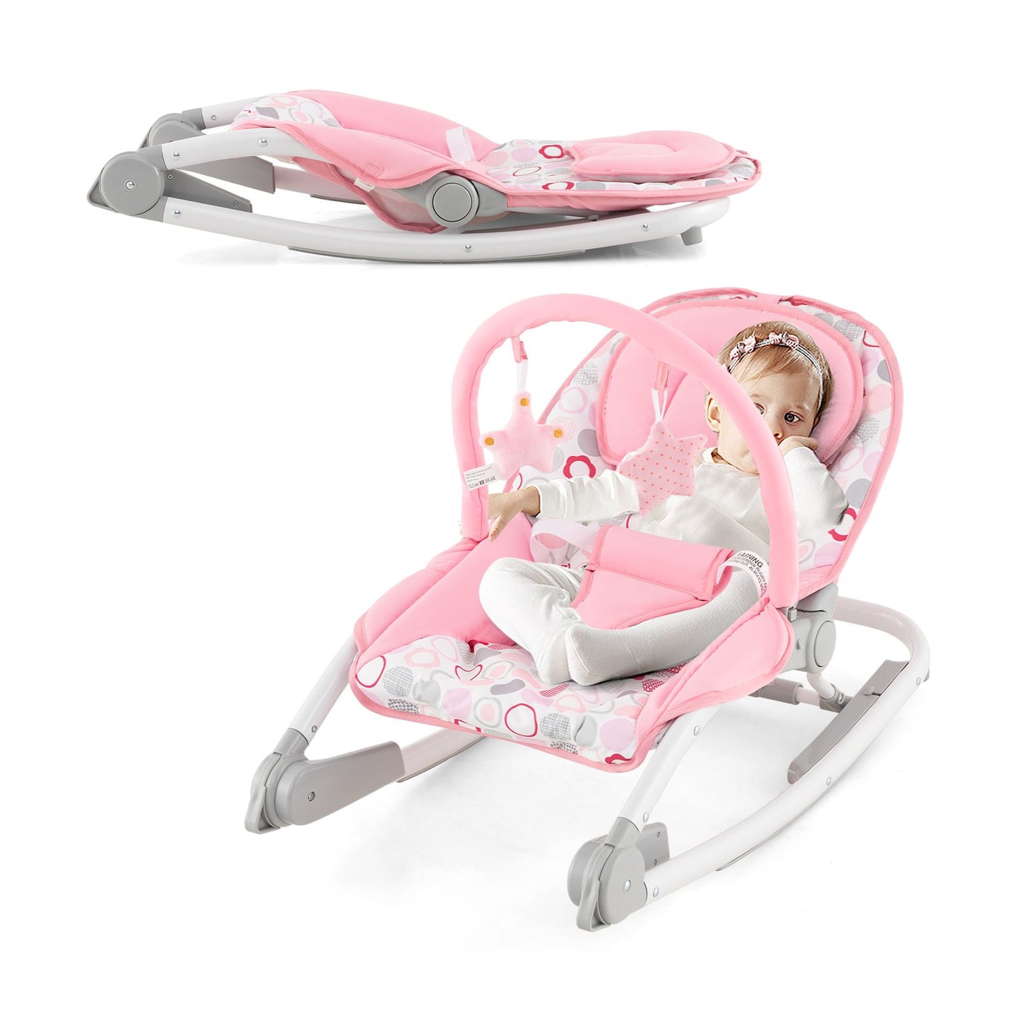 2-In-1 Portable Baby Rocker with Adjustable Backrest and Safety Belt