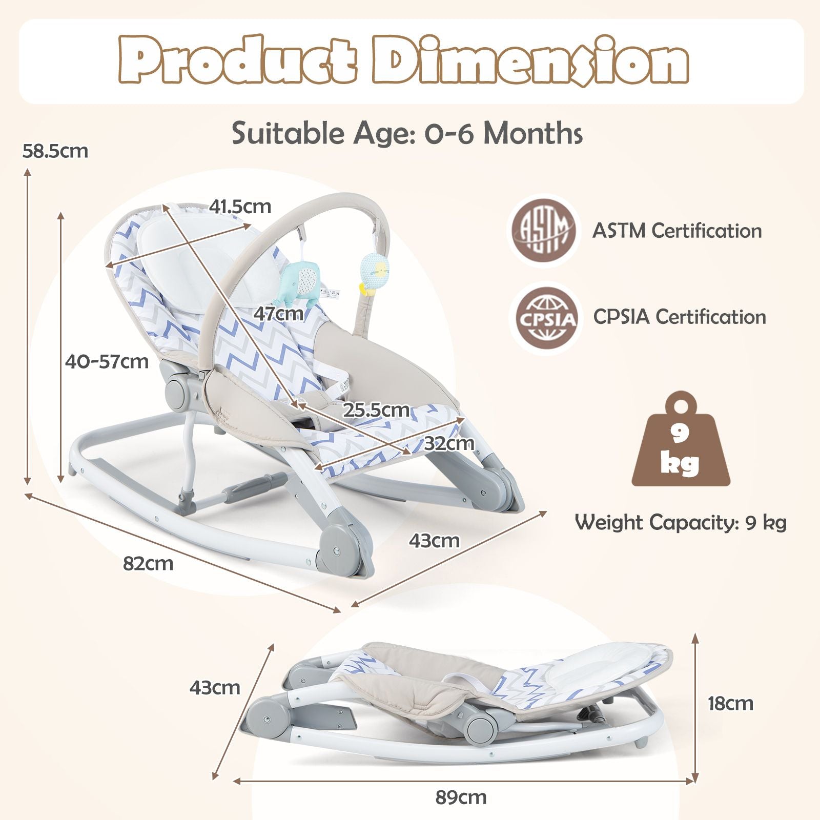 2-In-1 Portable Baby Rocker with Adjustable Backrest and Safety Belt