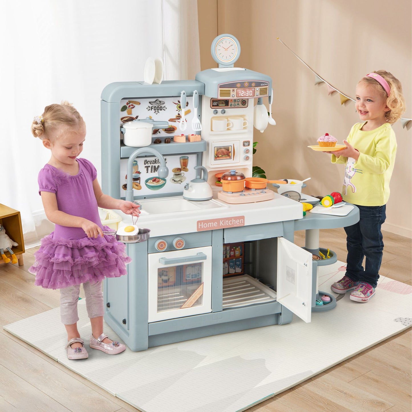 Kids Pretend Kitchen Playset with Light and Sound